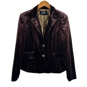 ALYNPAIGE New York Women's Blazer Velvet Brown Double Buttons Classic‎ Size 8